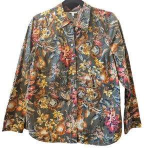 Talbots 100% Cotton Floral Button-Up Shirt Sized Medium